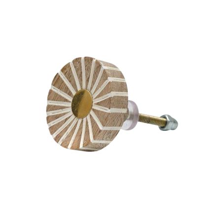 Round Brown and White Wooden Drawer Knobs